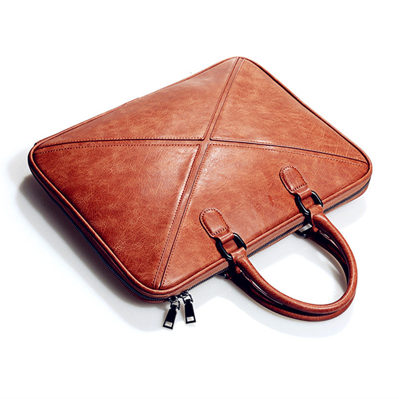 Men's briefcase leather business briefcase Portable Document briefcase