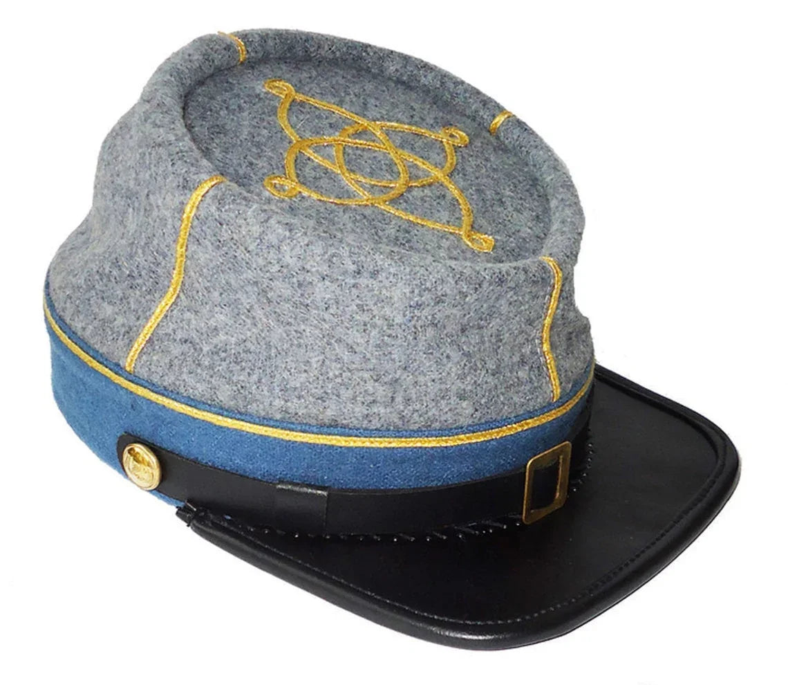 Civil War Union Artillery 1st 2nd lieutenant Leather Peak Kepi, Red