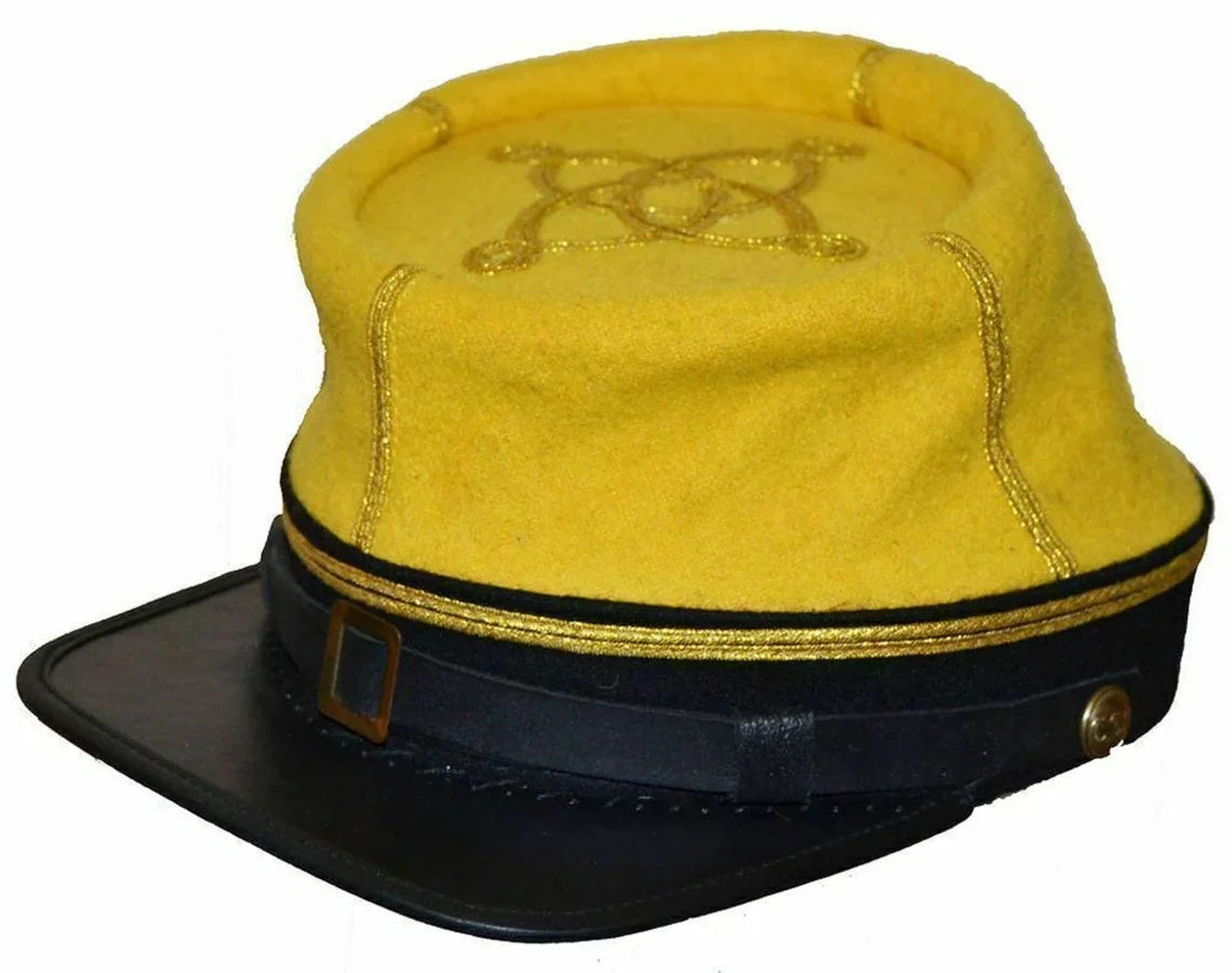 Civil War Cavalry Leather Peak 1st 2nd Lieutenant's/Captains Kepi