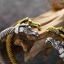 Carica l&#39;immagine nel visualizzatore di Gallery, Beowulf Regalia Handcrafted Stainless Steel Dragon Head Torc Bracelet