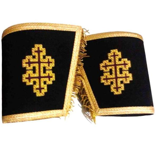 Masonic Gauntlets Cuffs - 33rd Degree with Cross Bullion Embroidered With Fringe