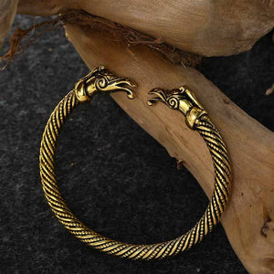 Beowulf Regalia Handcrafted Stainless Steel Dragon Head Torc Bracelet