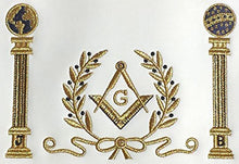 Carica l&#39;immagine nel visualizzatore di Gallery, Navy Blue Apron Master Mason Square G &amp; Pillars Freemasons Gold Fringe