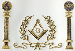 Navy Blue Apron Master Mason Square G & Pillars Freemasons Gold Fringe | Regalia Lodge