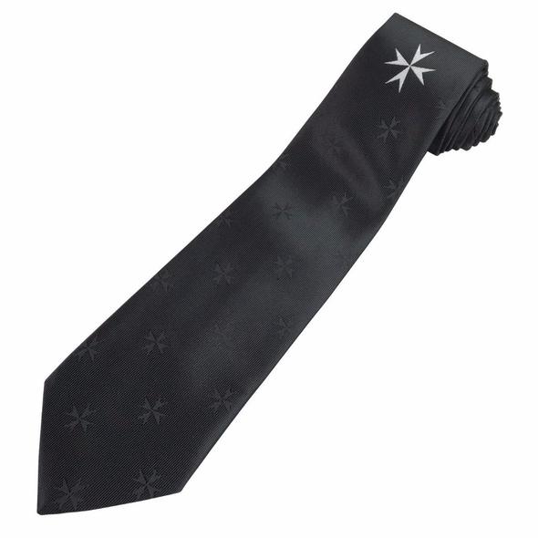 Masonic Knight Malta Silk Tie with (8 pointed) Malta Cross Logo