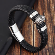 Load image into Gallery viewer, Genuine Leather Bracelet &amp; Bangle Buddha Head