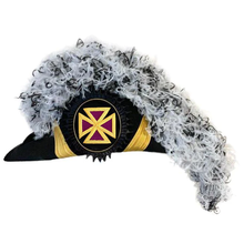 Load image into Gallery viewer, Past Grand Commander Knights Templar Commandery Chapeau - White &amp; Black Blend Plumes