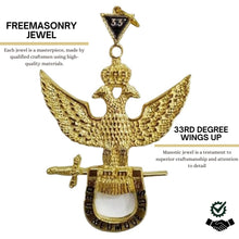 Load image into Gallery viewer, Scottish Rite 33rd Degree Masonic Jewel - Wings Up  royal jewel  masonic jewelry  Masonic Jewel  masonic grand master  breast jewel  Wings Up Masonic jewel  Gold-plated Masonic jewel  Masonic Collar Jewel  Masonic craftsmanship  High-quality Masonic materials  Masonic officer jewel  Masonic symbol jewelry  Masonic regalia accessorie