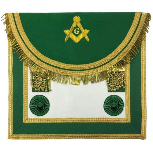 Scottish Rite Master Mason Handmade Embroidery Apron - Green | Regalia Lodge