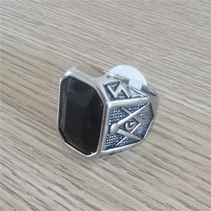 Retro Masonic Gem Men's Titanium Steel Ring