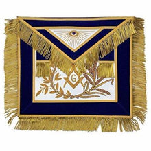 Carica l&#39;immagine nel visualizzatore di Gallery, MASTER MASON Gold Embroidered Apron square compass with G Blue