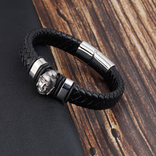 画像をギャラリービューアに読み込む, Genuine Leather Bracelet &amp; Bangle Buddha Head