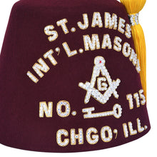 Cargar imagen en el visor de la galería, International Masons Fez Hat - White Sparkling Rhinestones - Masonic Fez Caps | Regalia Lodge