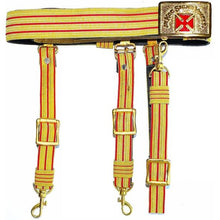 Load image into Gallery viewer, Knights Templar Past Grand Commander Red &amp; Gold Sword Belt - Red Cross