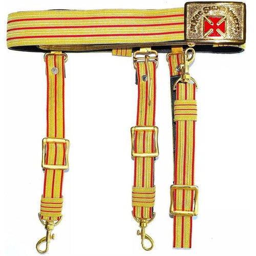 Knights Templar Past Grand Commander Red & Gold Sword Belt - Red Cross