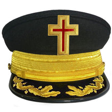 Load image into Gallery viewer, PAST COMMANDER KNIGHTS TEMPLAR COMMANDERY FATIGUE CAP - GOLD METAL EMBROIDERED WITH VINEWORK &amp; BRAID