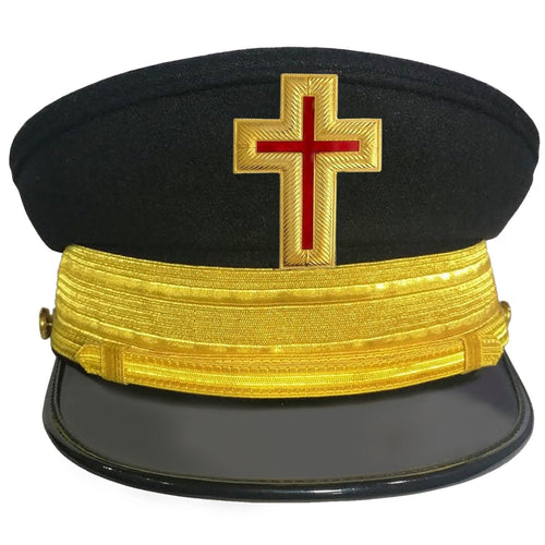 PAST COMMANDER KNIGHTS TEMPLAR COMMANDERY FATIGUE CAP - GOLD METAL EMBROIDERED WITH BRAIDS