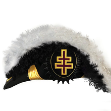 Load image into Gallery viewer, Grand Encampment Officer Knights Templar Commandery Chapeau - Black Underlayer Plumes