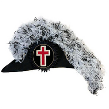 Load image into Gallery viewer, Sir Knight Knights Templar Commandery Chapeau - White &amp; Black Blend Plumes