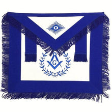 Carica l&#39;immagine nel visualizzatore di Gallery, Masonic Blue Lodge Master Mason Apron Machine Embroidery with Fringe Blue