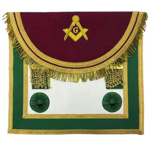 Scottish Rite Master Mason Handmade Embroidery Apron - Brown and Green | Regalia Lodge