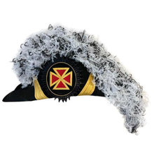 Load image into Gallery viewer, Grand Commander Knights Templar Commandery Chapeau - White &amp; Black Blend Plumes