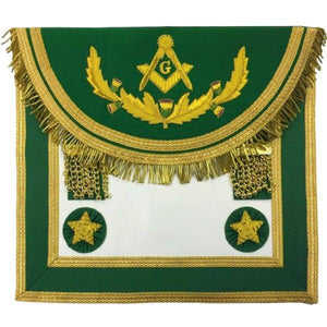 Scottish Rite Master Mason Handmade Embroidery Apron - Green with Vinework | Regalia Lodge