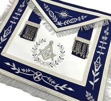 Carica l&#39;immagine nel visualizzatore di Gallery, Masonic Blue Lodge Master Mason Silver Machine Embroidery Freemasons Apron