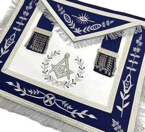 Masonic Blue Lodge Master Mason Silver Machine Embroidery Freemasons Apron | Regalia Lodge