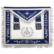 Carica l&#39;immagine nel visualizzatore di Gallery, Masonic Blue Lodge Master Mason Silver Machine Embroidery Freemasons Apron