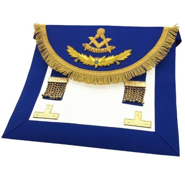 Scottish Rite Past Master Handmade Embroidery Apron - Blue with Vinework | Regalia Lodge