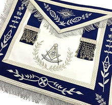 Charger l&#39;image dans la galerie, Masonic Blue Lodge Past Master Silver Machine Embroidery Freemasons Apron