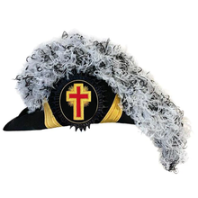 Load image into Gallery viewer, Past Commander Knights Templar Commandery Chapeau - White &amp; Black Blend Plumes