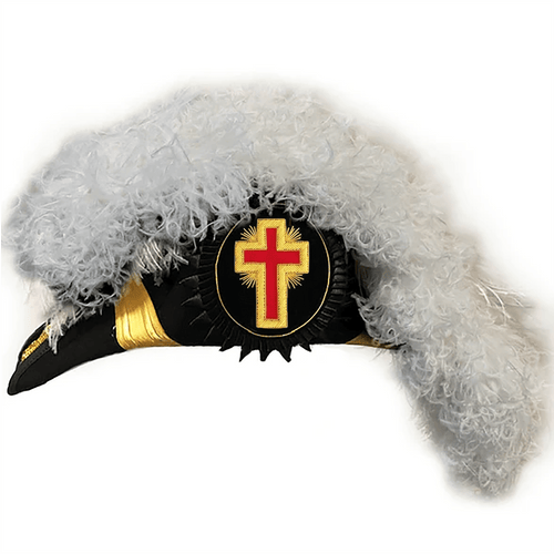 Past Commander Knights Templar Commandery Chapeau - All White Plumes | Regalia Lodge