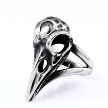 Load image into Gallery viewer, Beowulf Regalia Handcrafted Stainless Steel Raven Skull Biker Ring