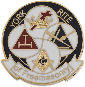 York Rite of Freemasonry Round Masonic Lapel Pin