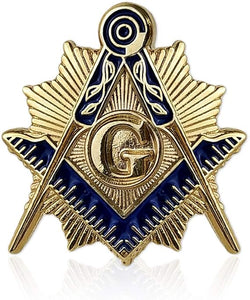 "Square & Compass Gold & Blue Masonic Lapel Pin "