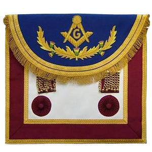 Scottish Rite Master Mason Handmade Embroidery Apron - Blue Brown with Vinework | Regalia Lodge