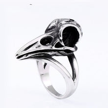 Load image into Gallery viewer, Beowulf Regalia Handcrafted Stainless Steel Raven Skull Biker Ring