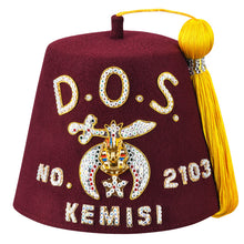 Load image into Gallery viewer, Daughters Of Sphinx Fez Hat - Rhinestones (row options) - Masonic Fez Caps | Regalia Lodge