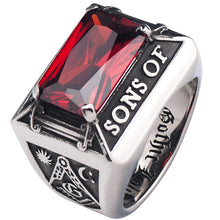 Carica l&#39;immagine nel visualizzatore di Gallery, Vintage European And American Masonic Inlaid Stone Ring | Regalia Lodge