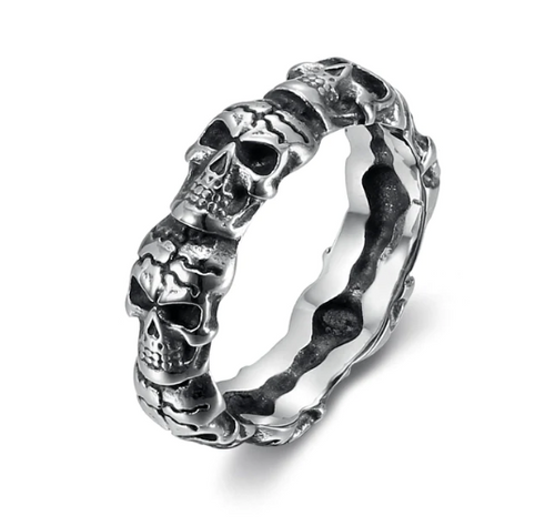 Beowulf Regalia Handcrafted Stainless Steel Vanquished Foes Skull Ring