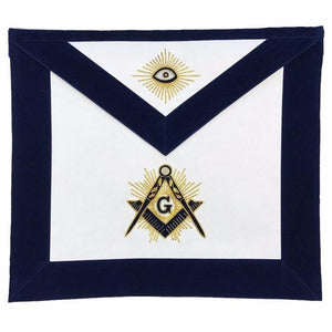 Masonic MASTER MASON Hand Embroided Apron with square compass with G Navy