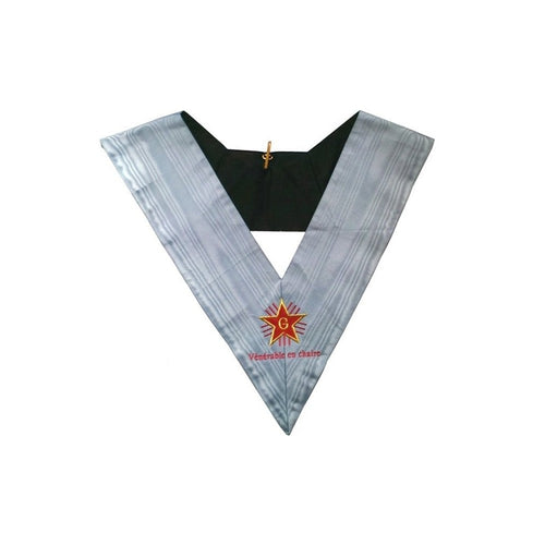 Masonic Officer's collar – French Traditional Rite – Worshipful Master with title – Mourning back – Machine embroidery