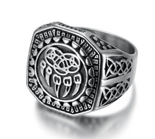 Cargar imagen en el visor de la galería, Beowulf Regalia Handcrafted Stainless Steel Veles Signet Ring