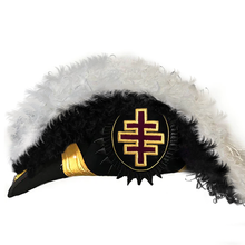 Load image into Gallery viewer, Past Grand Master Knights Templar Commandery Chapeau - Black Underlayer Plumes