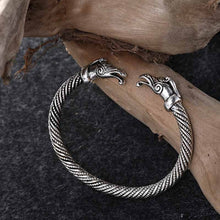 Carica l&#39;immagine nel visualizzatore di Gallery, Beowulf Regalia Handcrafted Stainless Steel Dragon Head Torc Bracelet