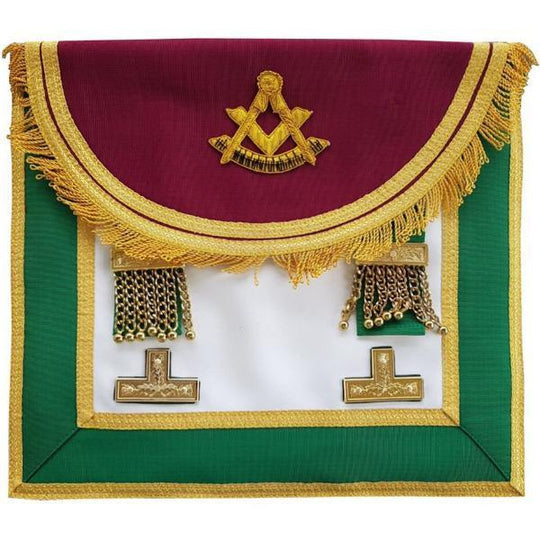 Scottish Rite Master top Mason Handmade Embroidery Apron - Green