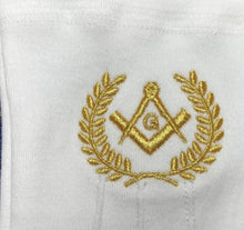 Charger l&#39;image dans la galerie, Masonic Cotton Gloves with Machine Embroidery Square Compass and G Gold (2 Pairs)