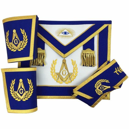 Blue Lodge Master Mason Apron Set Apron,Collar gauntlets (Cuffs)